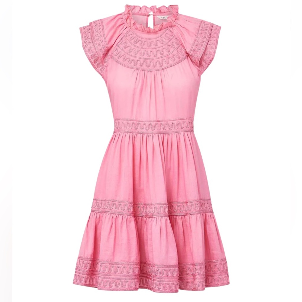 NWT Veronica Beard Pink Keely Tiered Dress Size 6